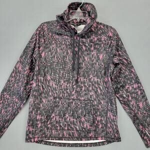 Emily B Black Pink Polka Dot Hoodie Sweatshirt Tech Fleece Long Sleeves Womens M